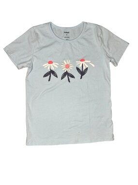 Pehrie Light Blue Girls' Daisy Graphic Short Sleeve Tee